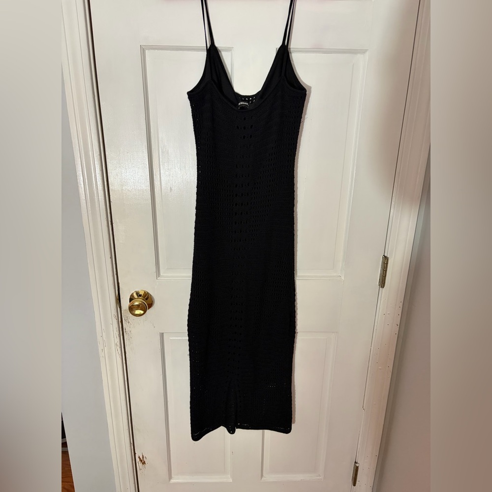 Express black midi crochet dress size small